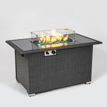 Outdoor Gas Fire Pit 44" Gas Propane Table 50,000 BTU with 8mm Tempered Glass Tabletop & Blue Stone& Steel table lid ETL Certification