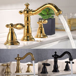 Widespread Bathroom Faucet Double Handle Lavatory Tap ORB Brushed Chome Three Hole Deck Mount Vanity Sink Faucet