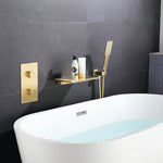 Wall Mounted Waterfall Bathtub Faucet Clawfoot Tub Filler Gold/Matte Black with Hand Shower