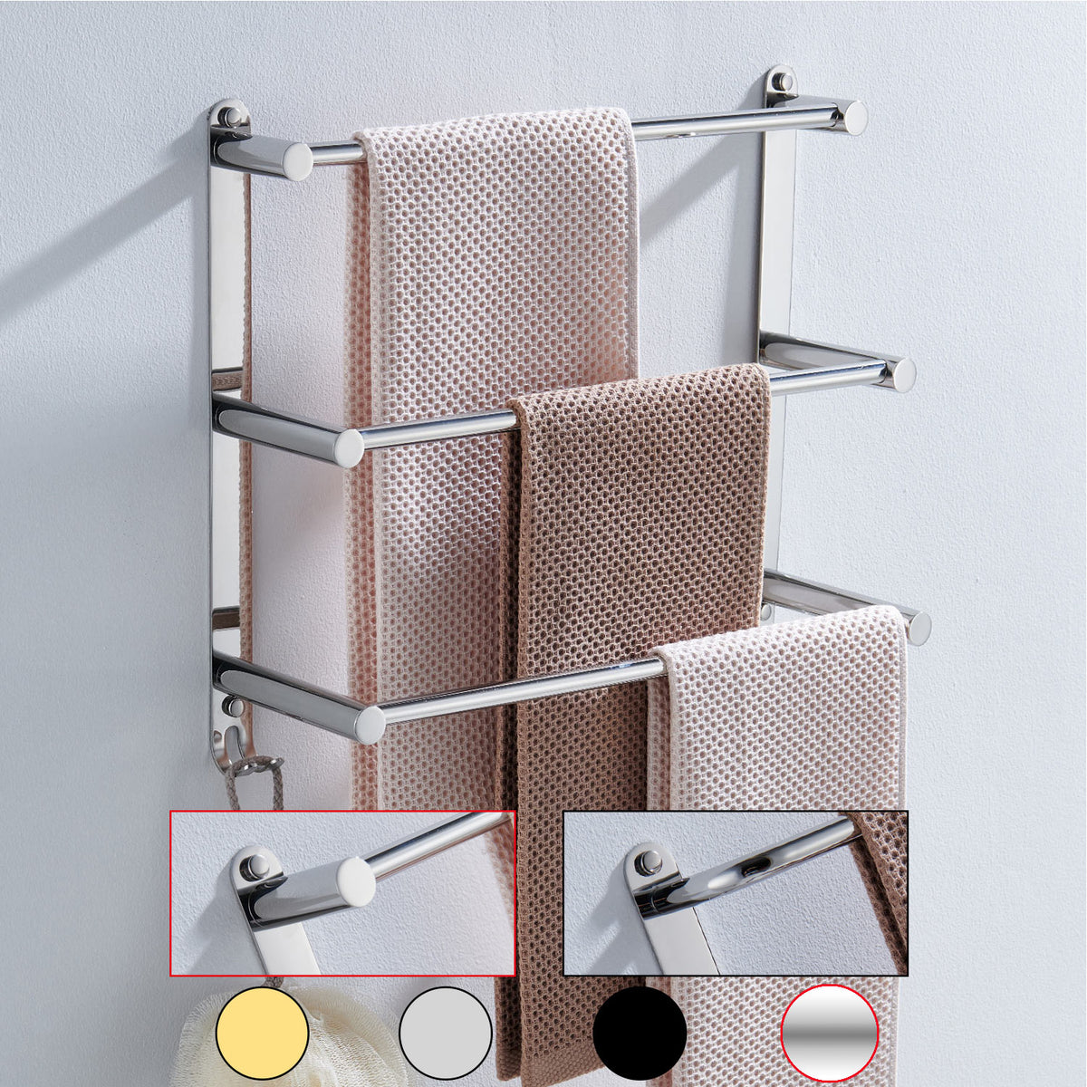 Stainless Steel Wall-Mounted Towel Holder & Paper Rack – pocoro