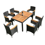 7 piece Outdoor Patio Wicker Dining Set Patio Wicker Furniture Dining Set w/Acacia Wood Top