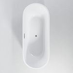 Signature Collection 59" Acrylic Freestanding Bathtub Unique Oval Shape Gloss White Finish Brushed Nickel Overflow & Pop-Up Drain