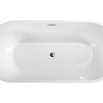 Signature Collection 67" Contemporary Acrylic Freestanding Bathtub Soaking Tub Fluted style Gloss White Overflow and Pop Up Drain