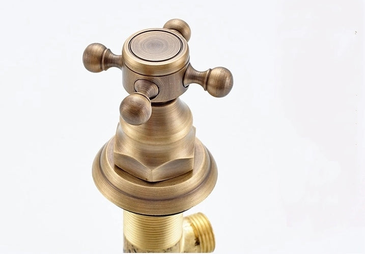 Two Handles Bathroom Faucet, Antique Brass Three Holes Widespread/Centerset Bath Taps, Brass Bathroom Sink Faucet Contain with Supply Lines
