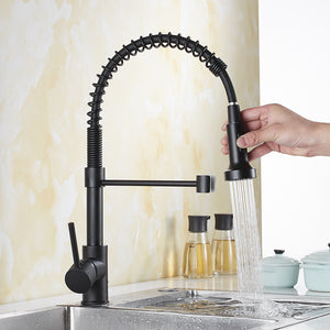 Pull Down Kitchen faucet Single Handle One Hole Electroplated Pull-down High Arc Kitchen Sink Tap Centerset Water Taps