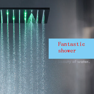 Black Rain Shower Head Combo | Rainfall Shower Combo | FAUCETEC