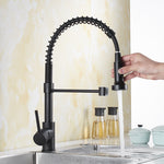 Pull Down Kitchen faucet Single Handle One Hole Electroplated Pull-down High Arc Kitchen Sink Tap Centerset Water Taps
