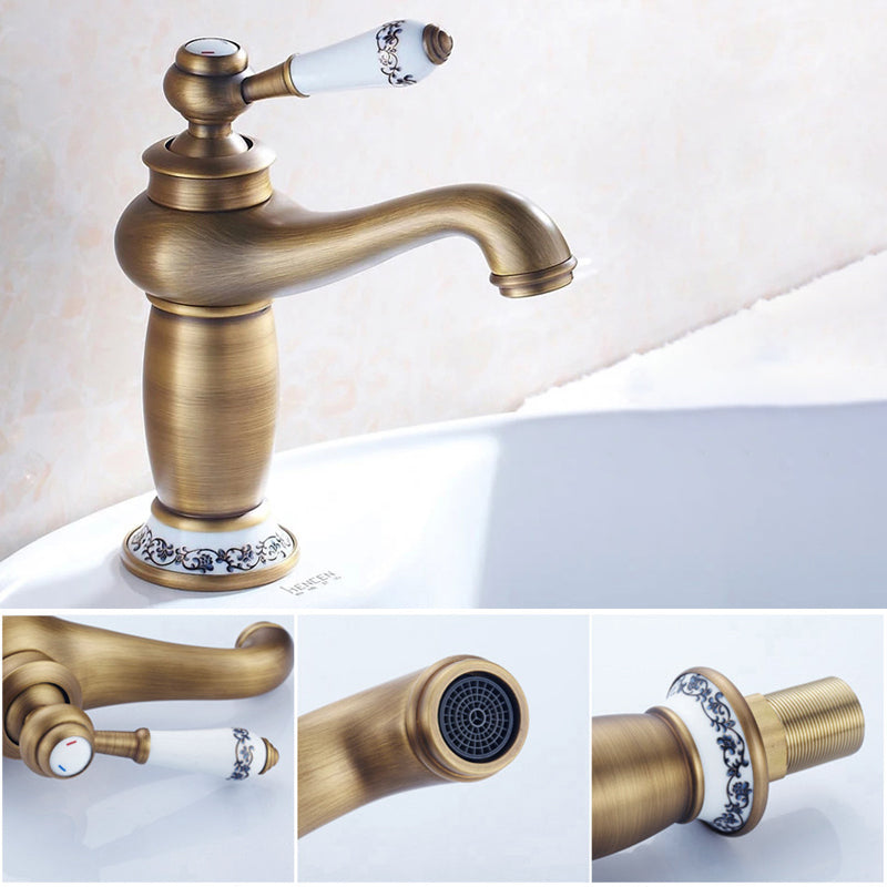 Single Handle Bathroom Faucet Antique Brass Chrome One Hole Centerset Vintage Bathroom Sink Faucet
