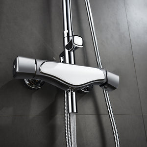 Chrome Bathtub Shower Faucet Set – Rainfall Head & Handheld Sprayer, Deck Mount