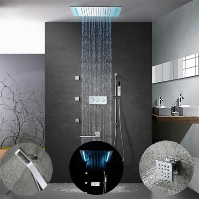 LED Rainfall Shower | Handshower Ceiling Mounted Shower | FAUCETEC