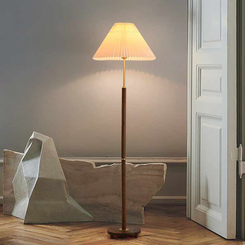 Post-Modern LED Floor Lamp Brass OAK Base Mushroom Shade Living Room Vertical Decor Floor Lamp