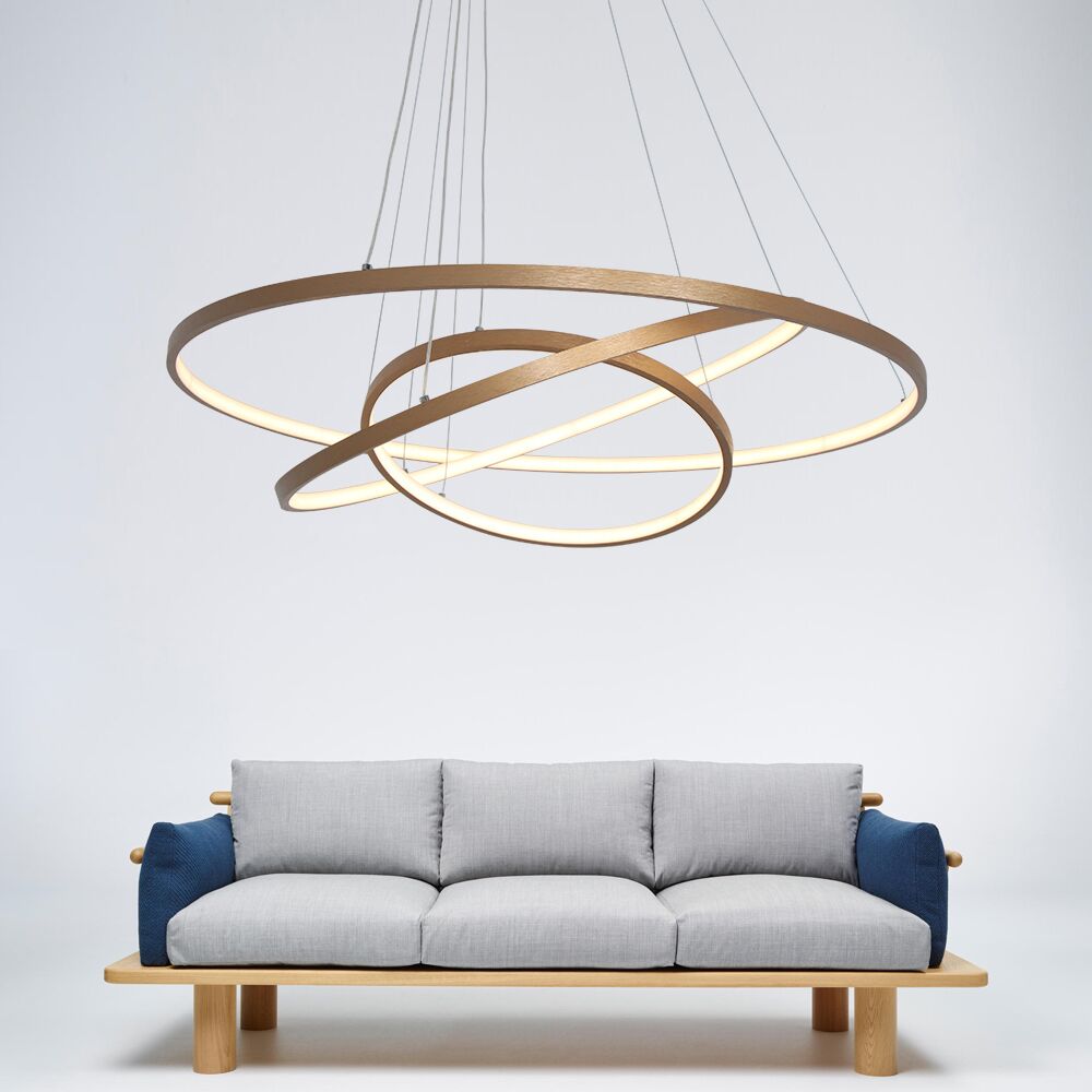 Ring Circle LED Pendant Light Metal Acrylic Chandelier Height Adjustable  Hanging Lamp for Living Room 60cm | DIY at B&Q