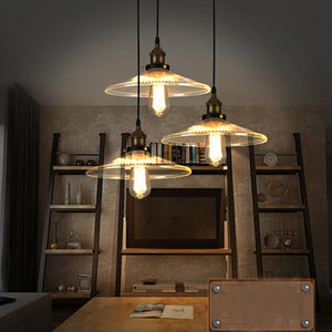 Vintage Style Single Pendant Light For Kitchen Living Room Farmhouse Barn Light Copper Transparent Glass Shade Lamp
