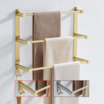 Multi Tiers Towel Rack Stainless Steel 60cm Bathroom Towel Holder with 2 Hooks Wall Mounted